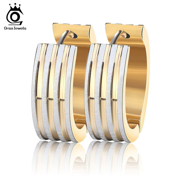 Concise 3 Layers Gold Plated Hoop Earrings for Woman Trendy Design Stainless Steel Fashion Accessories GTE12