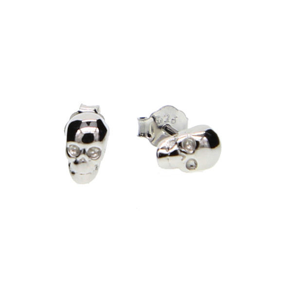 925 Sterling Silver cute 4*7mm delicate mini small tiny skull studs high quality polished girl women jewelry earring 925