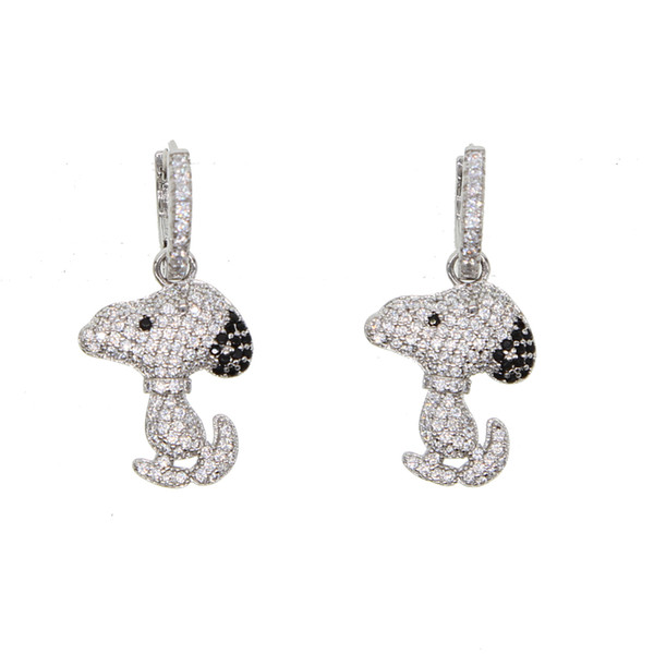 puppy dog charm earring 2018 new arrived european women lovely aminimal design cute dog dachshund CZ silver plated jewelry