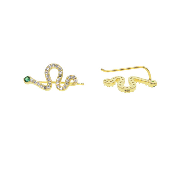 cute animal earring micro pave cz snake ear climber sweep earrings for women delicate dainty cz snake studs