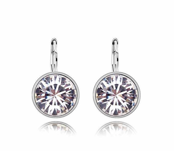 Hot Sales 18K Platinum Plated Women Round Cute Hoop Earrings Genuine Austrian Crystal Fashion Earrings Jewelry for Women Wholesale