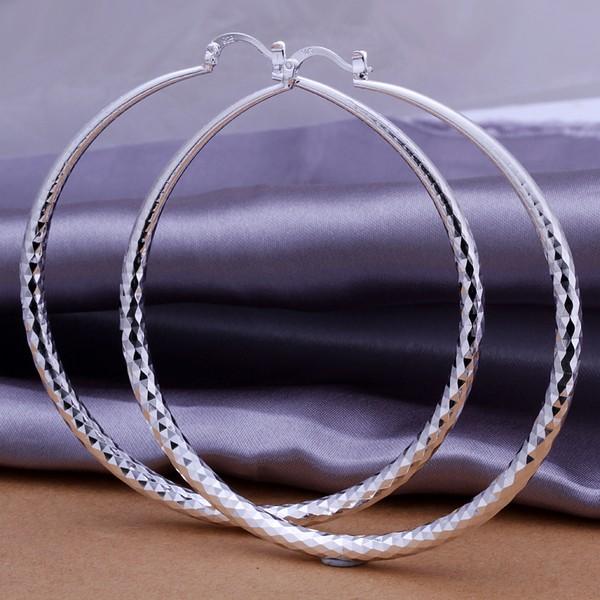 Hot Sales 925 Silver Elegant Round Large Size Women Hoop Earrings Fashion Costume Jewelry Big Trendy Earring Free Shipping for Women