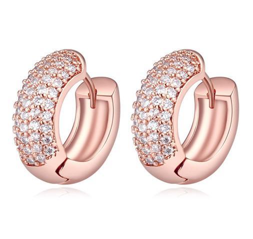 Earrings For Women Luxury High Quality Zircon 18K Gold Plated Circle Hoop Huggie Earrings Jewelry Wholesale Free Shipping TER016