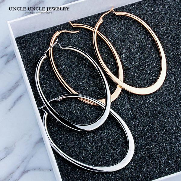 Classic Elliptical Shape Design Rose Gold Color Timeless Styling Lady Trendsetter Hoop Earrings