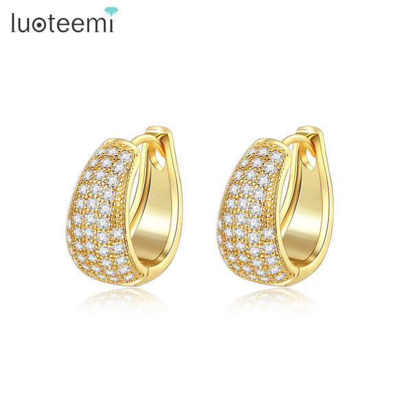 LUOTEEMI Vintage Hoop Stud Earrings for Women Wedding Party with Shining Tiny Cubic Zircon Fashion Jewelry Christmas Gift