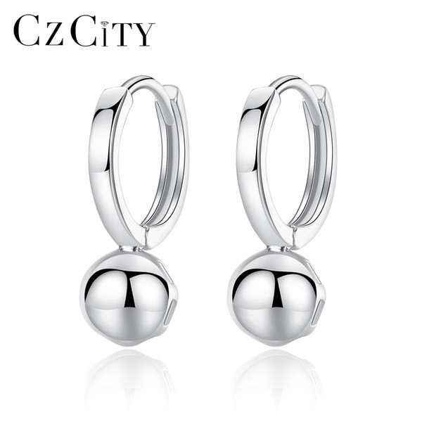 PAG&MAG Round 925 Sterling Silver Ball Hoop Earrings Real 925 Sterling Silver Vintage Ball Earrings for Women Trendy Jewelry Gift