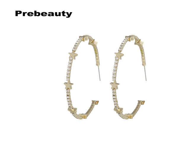 Brass Star Fashion Rhinestones Studs Hoop Earrings Gold Silver plated Wholesale Jewelry Earrings Classic Section Vintage prebeauty