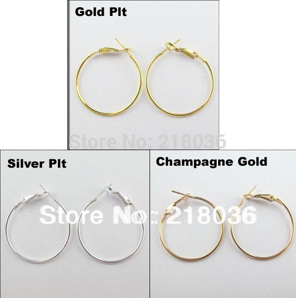 100Pcs Vintage Gold / Silver Fashion Jewelry Lot Circle Basketball Wives Hoops Earrings For Women 40mm A1773 DIY Metal