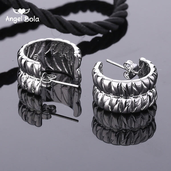 Fashion Woman 925 Silver Needle Semicircle Quartz luxury platinum charms buddha unisex jewelry earrings.