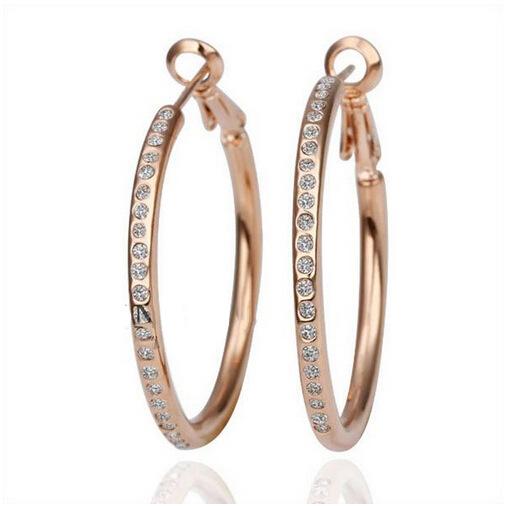 18K Rose Gold Silver Plated White Crystal Hoop Earrings for Women made With Swarovski Elements Dangle Circle Earrings Fashion Jewel