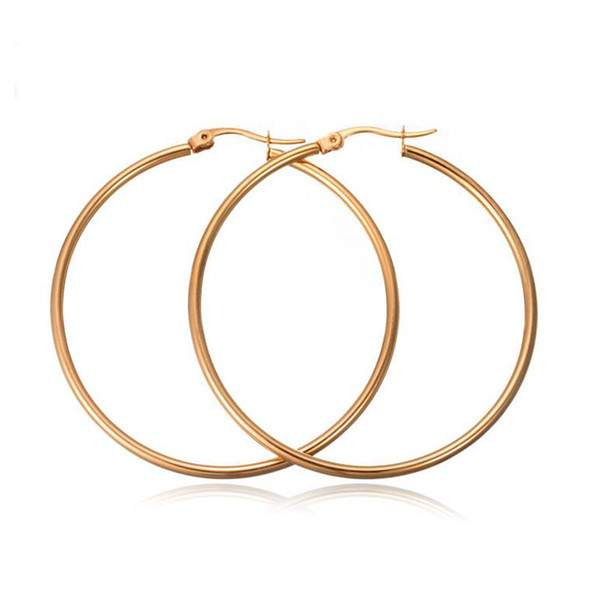 2017 Fashion Hiphop Gold Silver Color Stainless Steel Hoop Earrings for Women Girls Ladies Earrings for Sensitive Ears Wholesale Price