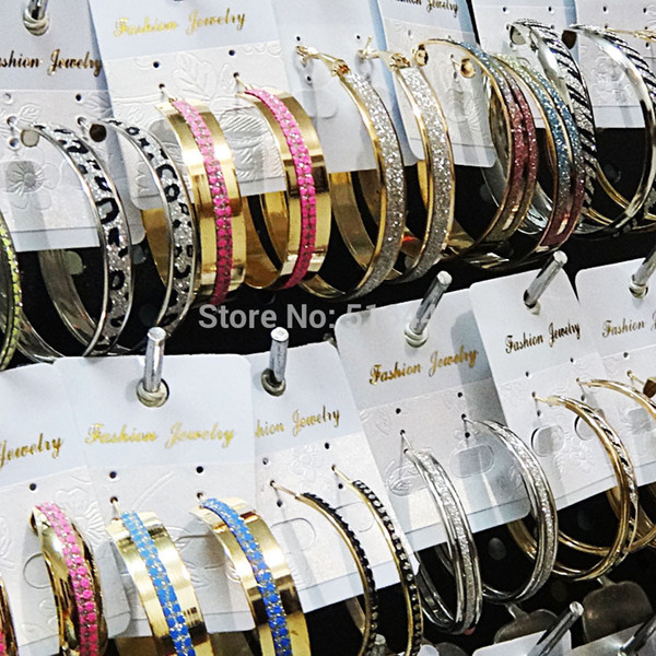 2016 NEW Wholesale Jewelry Lots Mix Style 24pairs Free shipping Fashion Hot Selling Frosted Silver Gold Hoop Earrings for Women A1049