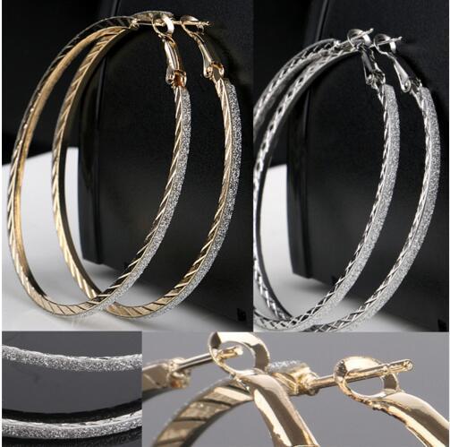 Big Circle Crystal Hoop Earrings For Women Bohemian Bridal Party Jewelry Gold Silver Alloy Earrings Wedding Jewelry Fashion Accessories