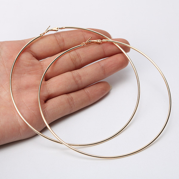 9/10 CMSuper Sexy Oversized Gold/Silver Big Circle Hoop Earrings Bijoux Geometric Earrings For Women Punk Statement