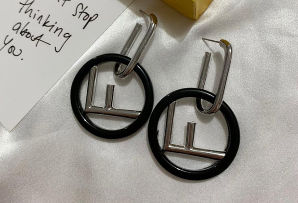 Women Fashion Model Brand Designer Earring Retro Letter F Luxury Earring Popular Famous Brand Jewelry High Quality