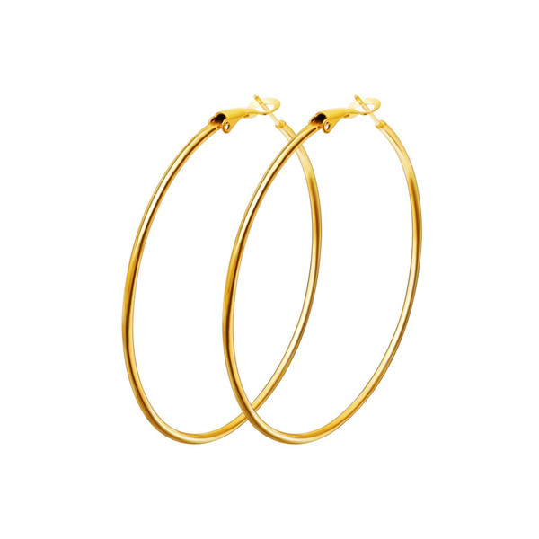 Hot Sale 40mm-80mm Big Hoop Earring New Polishing Exaggerated Hoop Ear Loop Smooth Circle For Women Girls Silver Gold Color