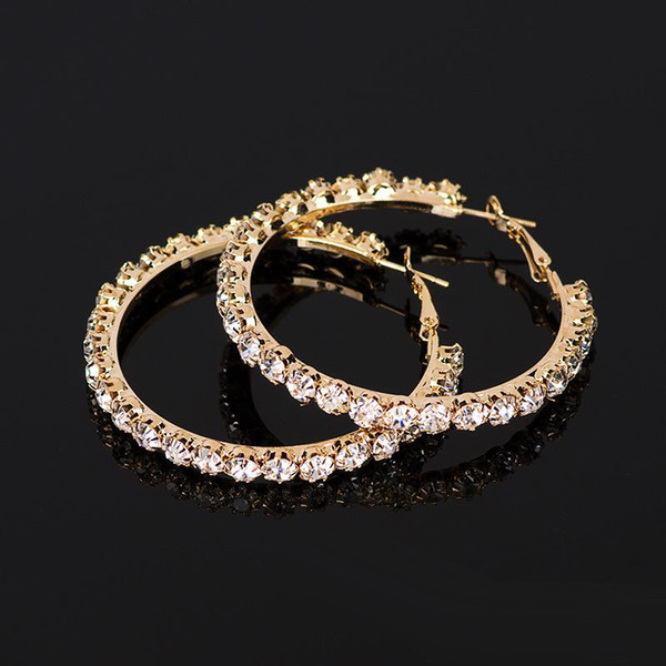 womens Hoop Earring Crystal Rhinestone Earrings For Women Designer earing Gold Sliver ear ring female Fashion Jewelry Jewellery 2018 New