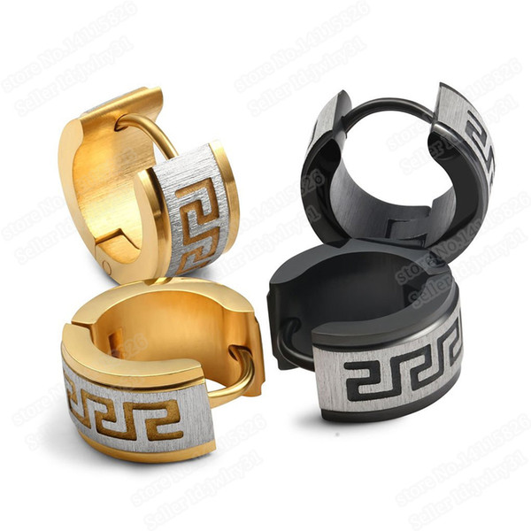 Vintage Punk Jewelry Stainless Steel Hoop Earrings for Men Women Huggie Earrings Unique Great Wall Earing Jewellery