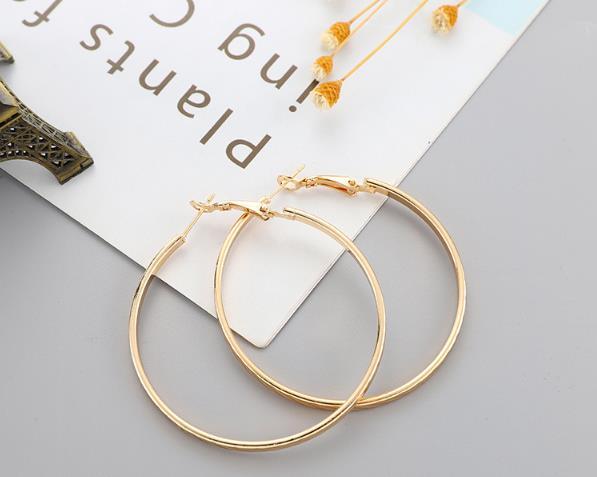 Round Earrings Gold and Silver Two 60 mm Long Alloys for Women Buying more is cheaper