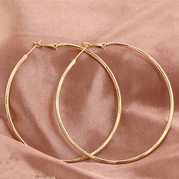 Slim Big Ear Hoops Earings for Women 18K Yellow Gold Plated Earrings Hoops for Girls Women for Party Wedding ER-930