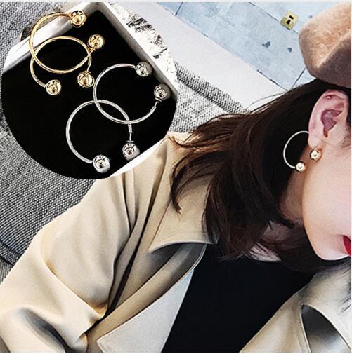 2019 Fashion Metal ball big circle hoop earrings for women tide nightclub female gril Exaggerated 35MM huggie earring