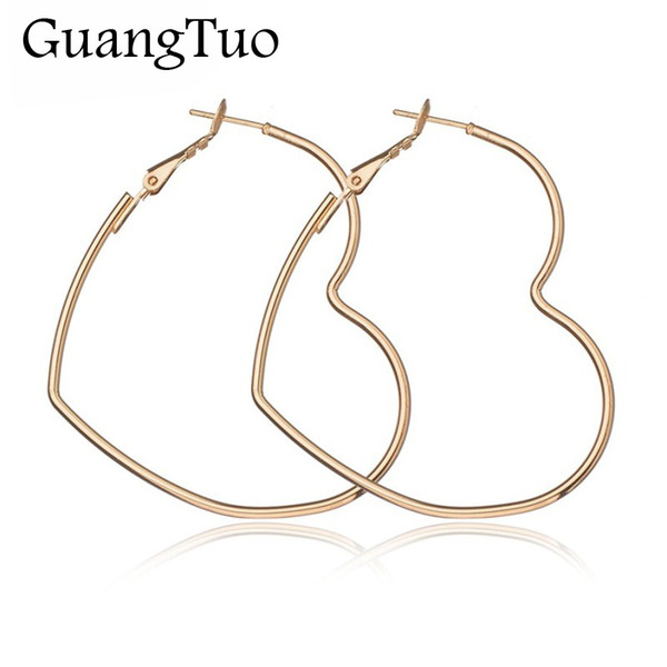 EK2095 New Cute Hollow Big Heart Hoop Earrings For Women Gold Silver Color Copper Simple LOVE Trendy Romantic Jewelry Nice Gifts