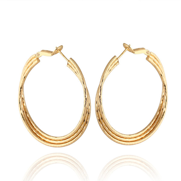 New Arrival 18K White/Yellow Gold Plated Round Loop Circle Hoop Earrings Fashion Jewelry Bijoux Aros for Women Girls Festive Hot Gift