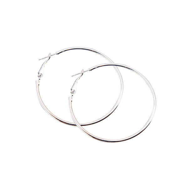 PIXNOR 4CM 6CM 8CM 10CM Diameter Metal Smooth Hoop Earrings Big Large Round Circle Brincos Fashion Jewelry for Women Men