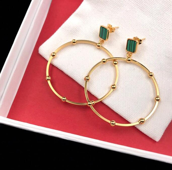 Gold hoop earrings exaggerated large circle malachite stud earrings unique personality classic circle Designer earrings free shipping