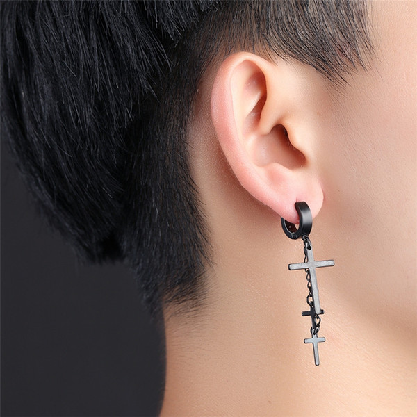 316l Stainless Steel Cross Drop Earrings For Men Women Unisex Punk Vintage Fashion Jewelry Accessories OE423