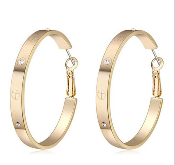 PhoenRing Fashion exaggeration Circular Simple temperament Austria crystal personality charm show off female hoop earrings