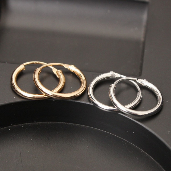 Dia 12MM New Fashion simple circle earring The circle ear ring earrings stud circle hoop silver and gold color wholesale free shipping