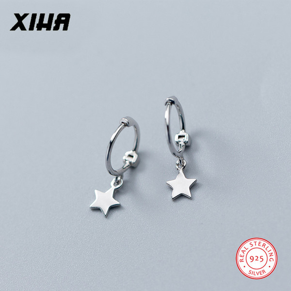 XIHA 925 Sterling Silver Earrings for Women Star Design Small Sterling Silver Hoop Earring wedding earings fashion jewelry 2018