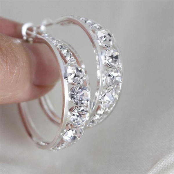 2019 Fashion New Geometric diamond rhinestone earrings female temperament personality wild earrings sweet round earrings female