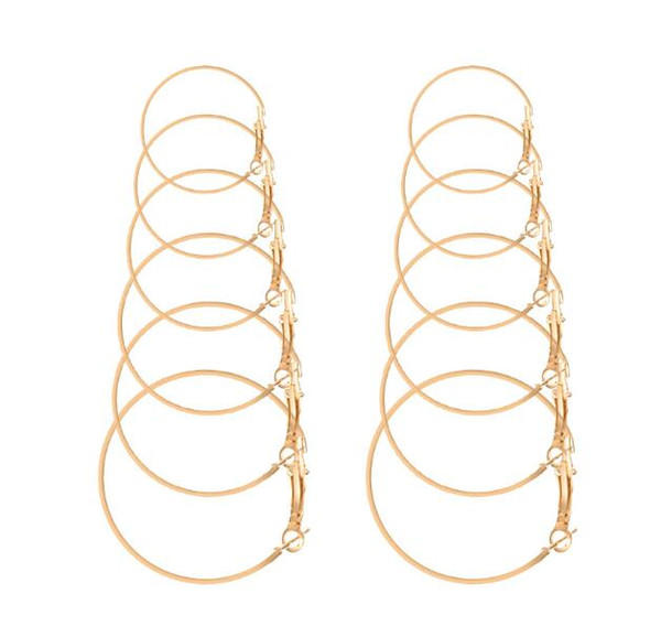 European and American Style Creative Personality New Simplicity 6 Pairs Sets Gold and Silver Clip Hoop Earrings E5596