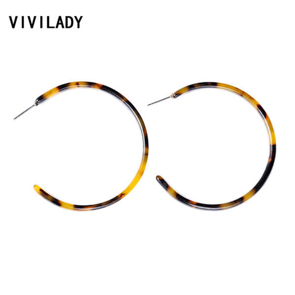 VIVILADY Bohemian 6cm Big Round Hoop Earrings Women Candy Leopard Acrylic Acetic Acid Brincos Lover Bijoux Jewelry Wedding Gifts