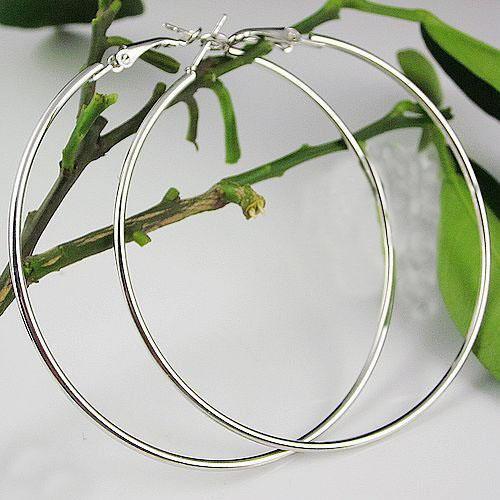 Free shipping 68mm 12pairs Big Circle Earrings 925 Sterling Silver Polished Earring Hoops Earrings