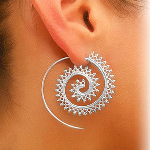 TOMTOSH 1 Pair Fashion Romantic spiral stud Ear Stud for women Statement Jewelry