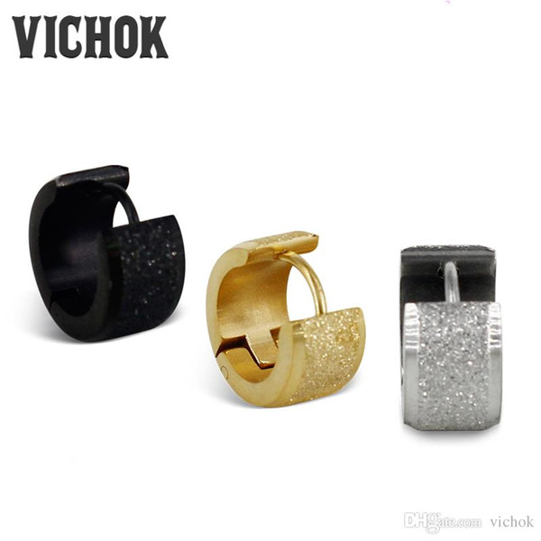 Sand Surface Hoop Earrings 316L Stainless Steel Hoop Earrings Fashion Jewelry Minimalism Style For Men Women VICHOK