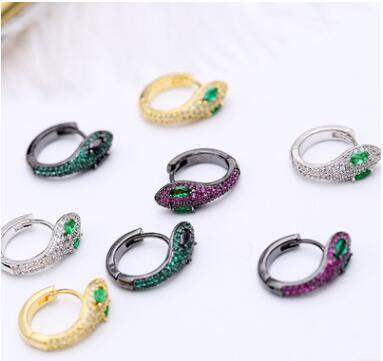 Snake type earrings studs zircon animal hoop stud earring 2018 new luxury brand design jewelry 883