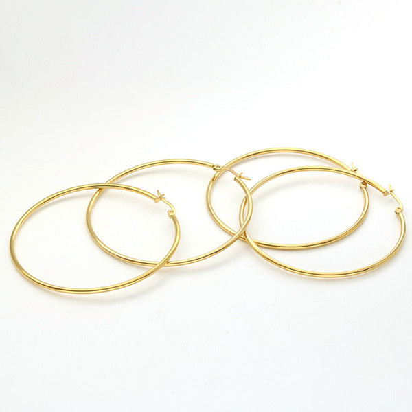 Luxury Brand Big Hoop Earrings Gold Stainless Steel Hoop Earring For Women Ear Rings Clip Colored Huggie Circle Earrings