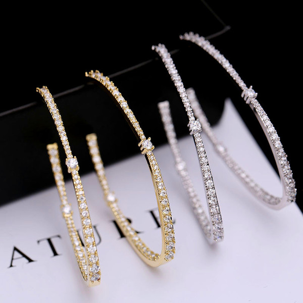 Large Hoop Earrings Gold/Silver Color For Women Big Circle Earrings 925 Sterling Silver Wedding Jewelry Party Accessories