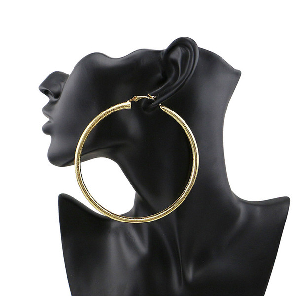 Exaggerated Big Iron Sheet Hoop Earrings Simple Glossy Gold Plated Circles Huggie Earrings Women Fashion Party Jewelry Accessories Wholesale