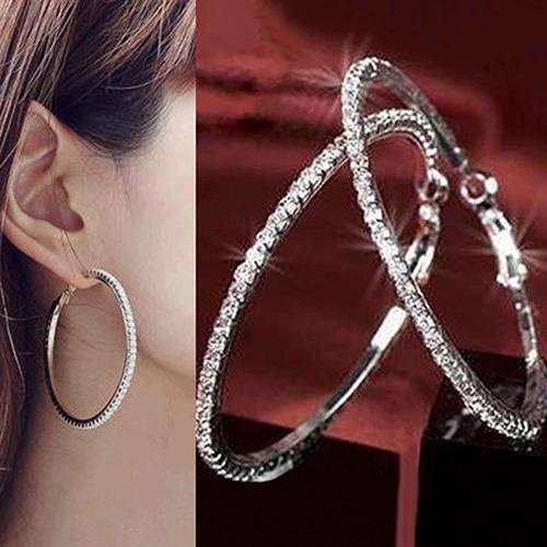 whole saleWomen's Luxury Party Crystal Rhinestone Earring Hoop Ear Ring Jewelry Charms