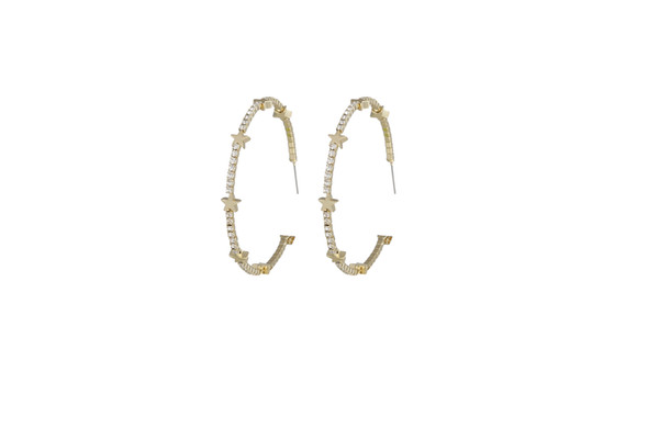 New Brass Star Fashion Rhinestones Studs Hoop Earrings Gold Silver plated Wholesale Jewelry Earrings Classic Section Vintage Birthday Gift