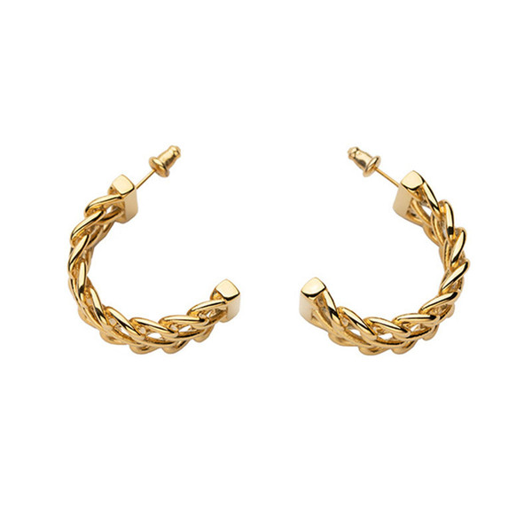 SRCOI Gold Color Hollow Twisted Hoop Earrings Simple Huggie Earrings Statement Round Circle Ear Accessories Minimalist