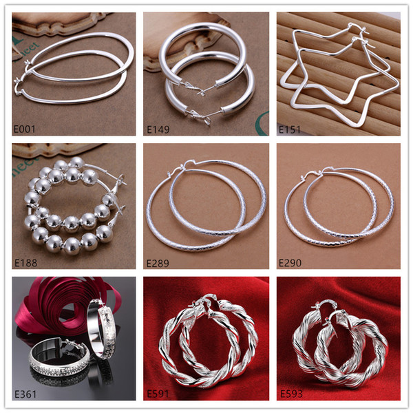 10 pairs mixed style women's 925 silver earring GTE60,high grade wholesale fashion Hoop Huggie sterling silver earrings