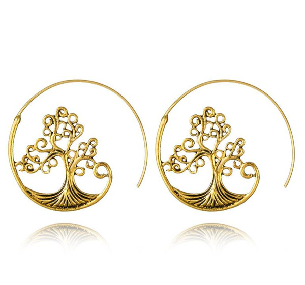 New earrings simple cut round carved small tree spiral creative Earrings