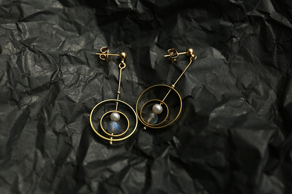 Hoop & Huggie Moonstone pearl brass indulge in pearl beauty earrings Style restoring ancient ways Brass earrings