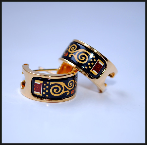 Klimt Series Hoop earring 18K gold-plated enamel earrings for woman Top quality hoop earrings